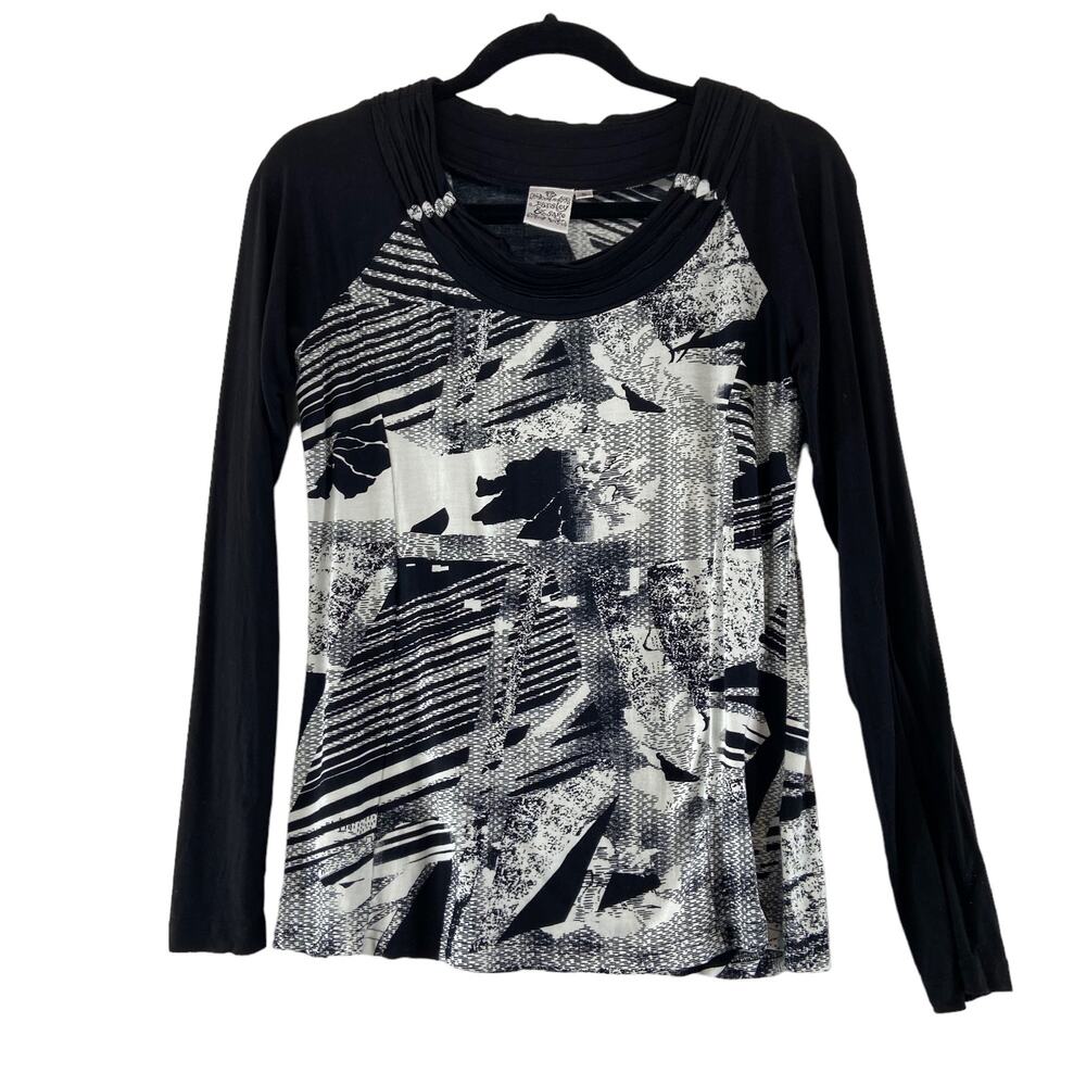 Parsley and Sage Womens Long Sleeve‎ Print Top Size Small Stretch